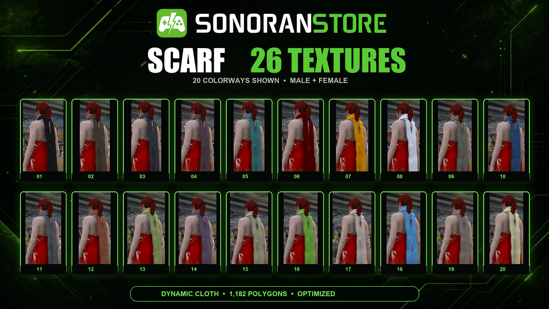 Twenty supplied Sonoran Scarf color previews from the collection of 26 textures